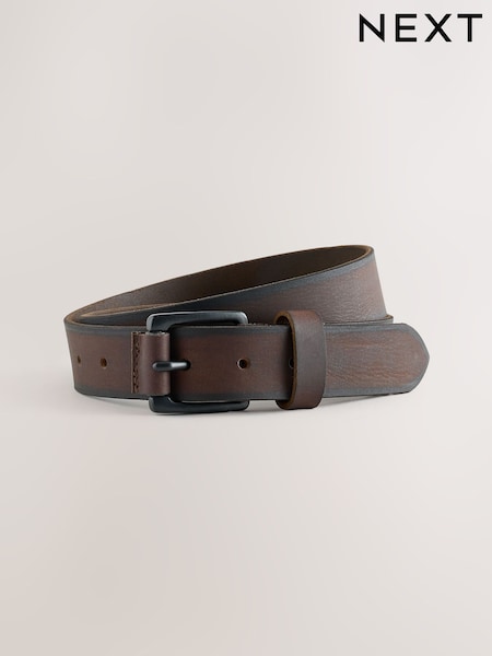 Brown - Regular Casual Leather Belt With Roller Buckle
