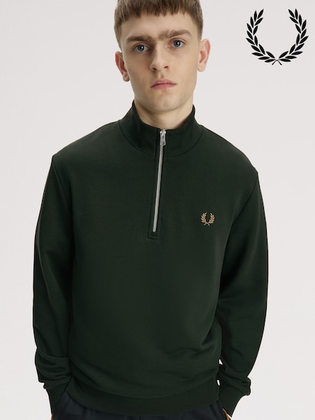 Green - Regular Fred Perry Zip Sweatshirt
