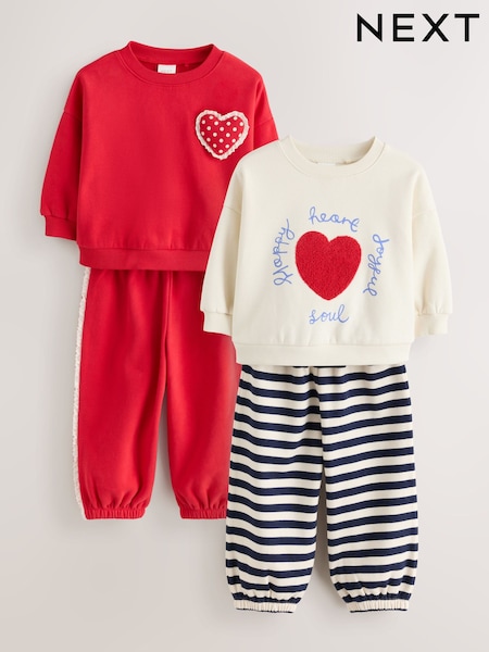 Red - Sweatshirt And Barrel Trousers Set 2 Pack (3mths-7yrs)
