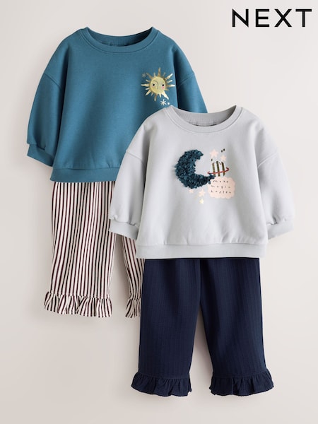 Blue Moon - Sweatshirt And Frill Trousers Set 2 Pack (3mths-7yrs)