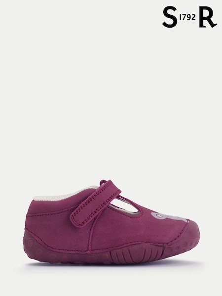 Purple - Start-rite Squish T-bar Barefoot Friendly Scuff Protected Baby Pre-walker Shoes With Mouse Motif