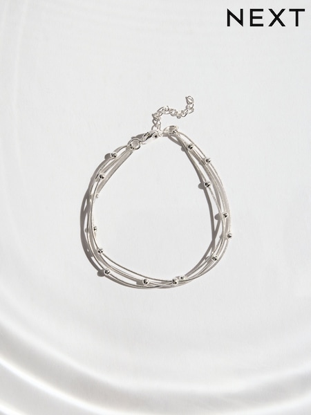 Silver Tone - Stainless Steel Waterproof Layered Ball Bracelet