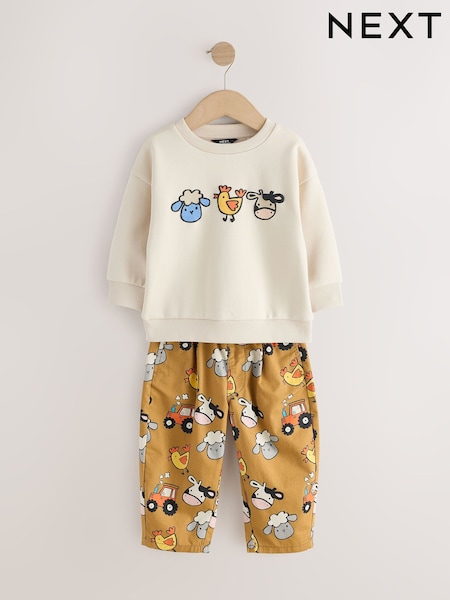 Bukid na Kulay Tan Brown - Long Sleeve Top And Trousers Set (3mths-7yrs)