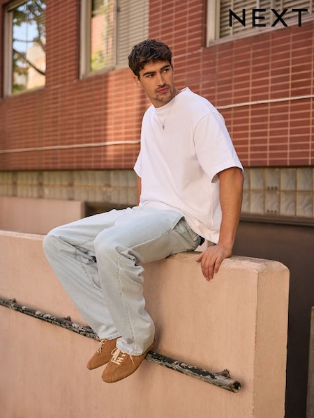 Голубой - Baggy Fit Elasticated Waist Drawstring Jeans
