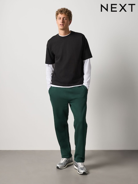 Dark Green - Straight Fit Brushback Joggers