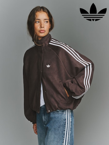 rjava - Adidas Originals Funnel Neck Faux Suede Jacket