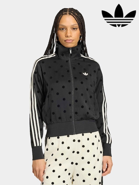 Black - Adidas Originals Polka Dot Firebird Satin Track Top Jacket