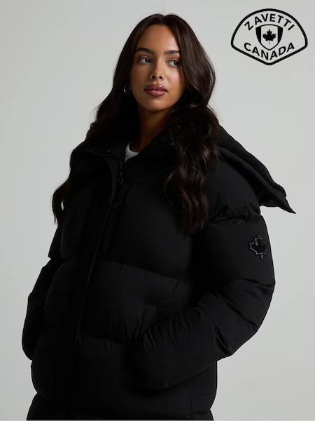 Black - Zavetti Canada Elloria Longline Puffer Jacket