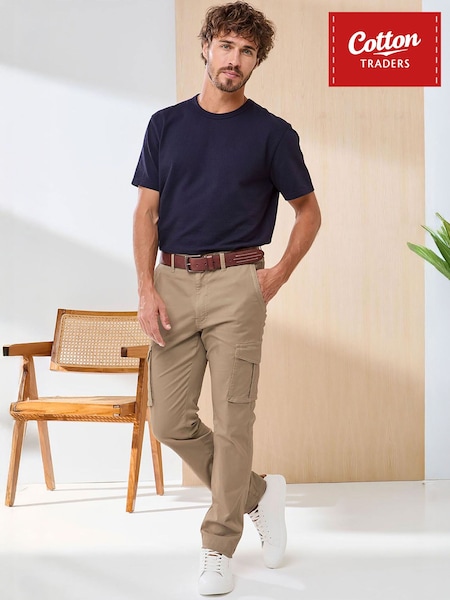 Braun - Regular Cotton Traders Signature Stretch Cargo Trousers 31"