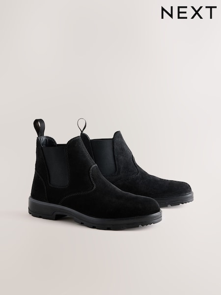 Negro - Regular Water Resistant Leather Chelsea Boots