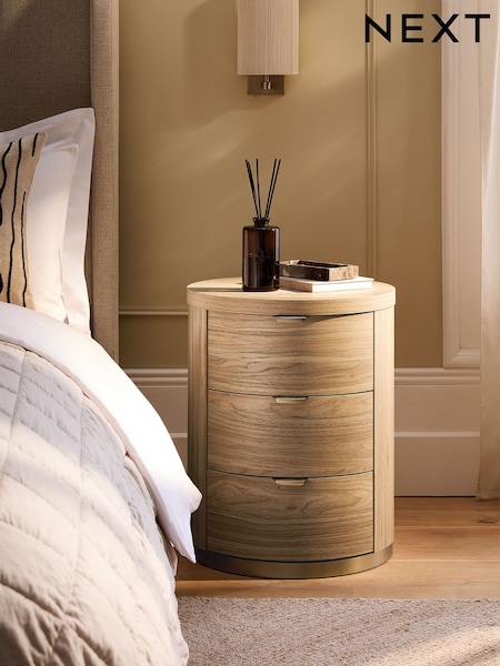 Arlo Mango Wood Effect Round Bedside Table