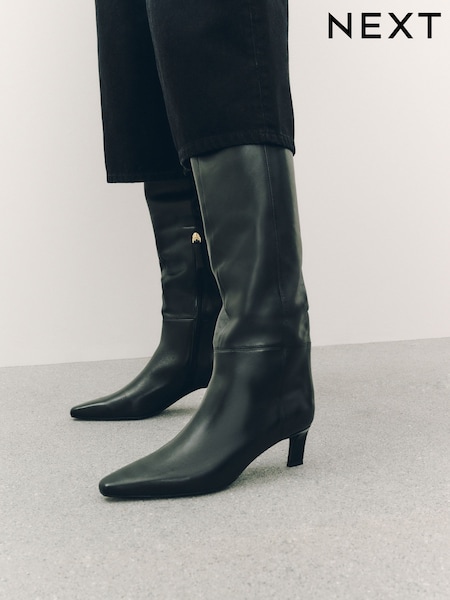 Μαύρο - Forever Comfort® Leather Chisel Over The Knee Boots