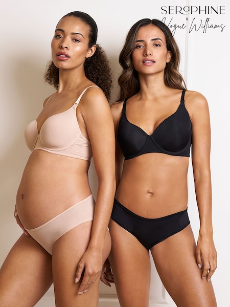 أسود/بيج - Seraphine Flexi Wire Lightly Lined Bras 2 Pack