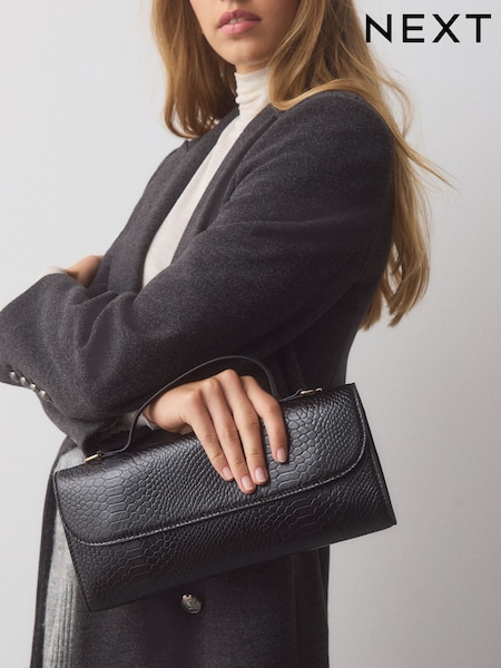 Black - Leather Clutch Bag