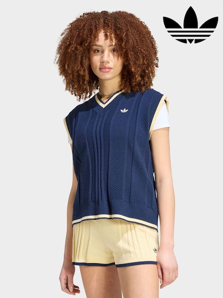Blue - Adidas Originals Cable Knit Vest