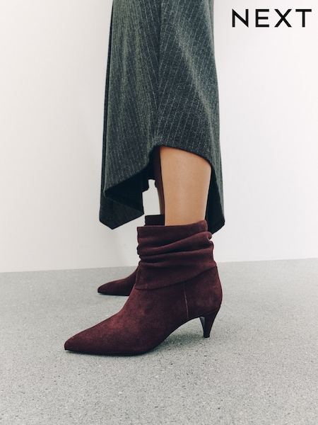 Burgundy Red - Forever Comfort® Slouch Leather Sock Boots
