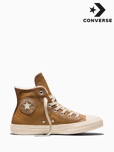 Braun - Converse Chuck Taylor High Cozy Leather Trainers