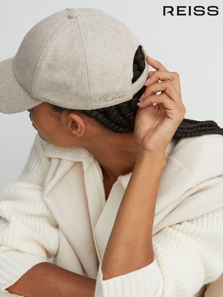 Neutral - Reiss Helena Wool-blend Herringbone Baseball Cap