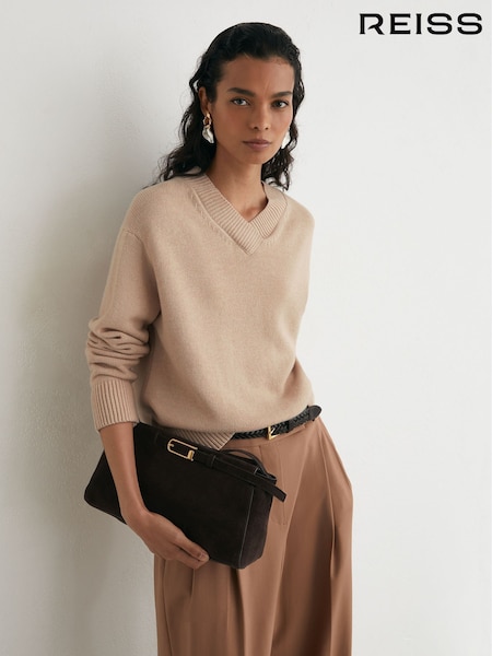 Blush Pink - Reiss Mari Wool-cashmere V-neck Jumper