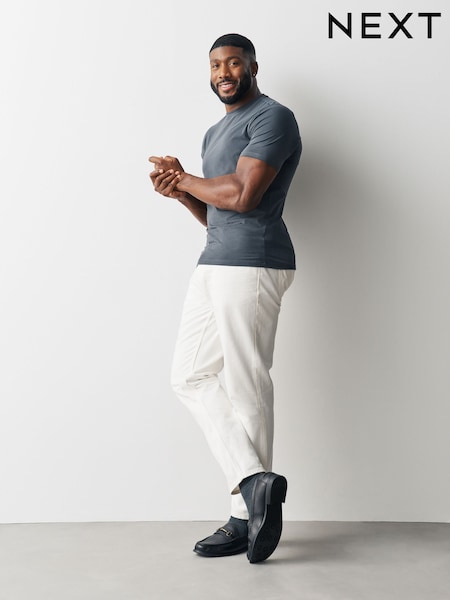 Grå - Regular Muscle Fit Essential Cotton T-shirt