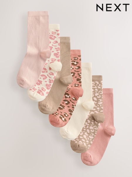 Pink Animal - Ankle Socks 7 Pack