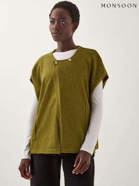 Monsoon Green Double Breasted Knit Poncho Vest (W04136) | €75