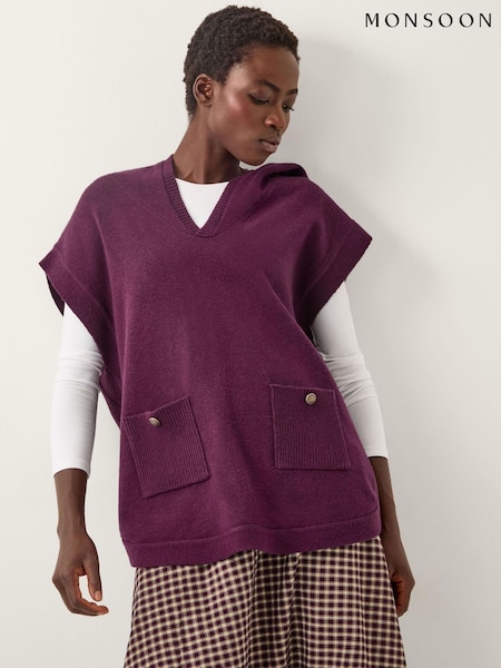 Monsoon Red Holly Hooded Knitted Vest (W04137) | €62