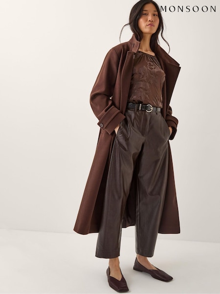 Monsoon Brown Dua Floral Devore Blouse (W04141) | €83