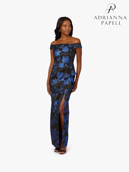 Adrianna Papell Black Studio Off The Shoulder Draped Gown (W04249) | €228
