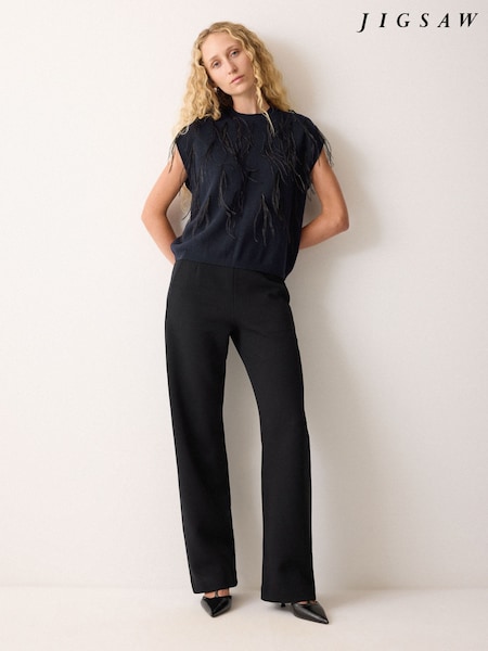 Jigsaw Blue Feather Cap Sleeve Jumper (W04256) | €173