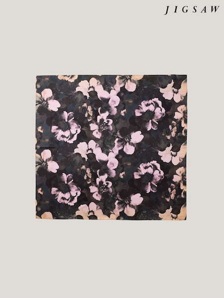 Jigsaw Black Antique Floral Silk Scarf (W04264) | AED466