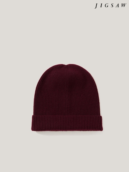 Jigsaw Red Cashmere Rib Beanie (W04268) | €101