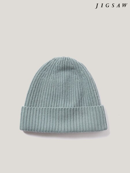 Jigsaw Blue Wool Cashmere Blend Rib Beanie (W04282) | €62