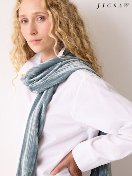 Jigsaw Blue Velvet Plisse Scarf (W04283) | €86.50
