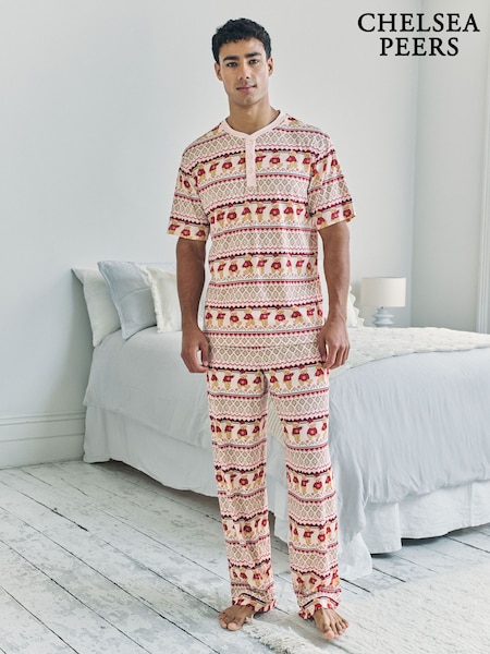Chelsea Peers Natural The Bear Christmas Fair Isle Print Long Pyjamas Set (W04392) | €60