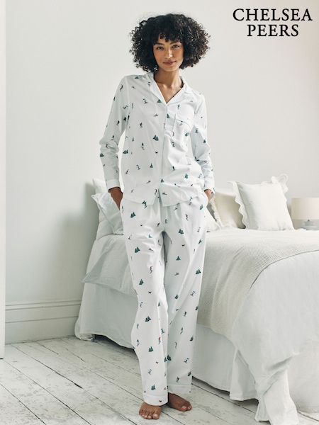 Chelsea Peers Cotton Ski Vacation Print Long Pyjamas Set (W04395) | R$ 585