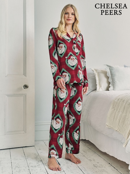 Chelsea Peers Christmas Jolly Santa Print Long Pyjamas Set (W04406) | 64 €