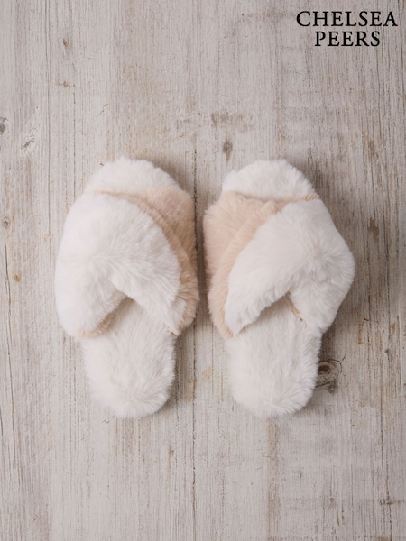 Chelsea Peers Faux Fur Cross-Over Slider Slippers (W04417) | 45 €