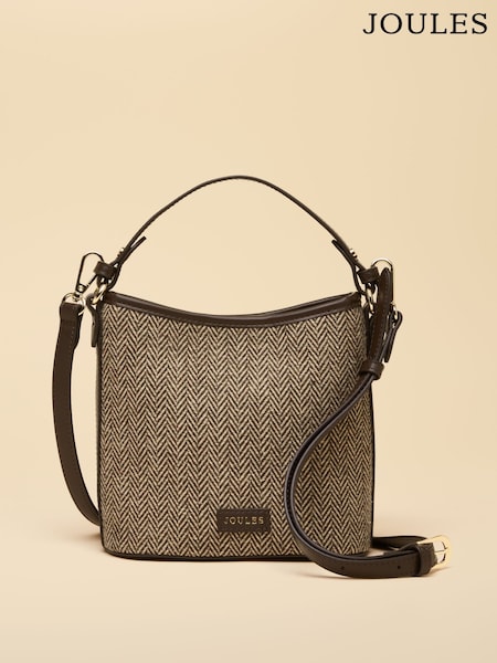 Neutral Herringbone - Joules Bucket Bag