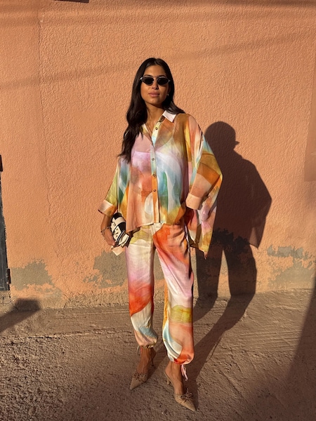 Never Fully Dressed Multi Abstract Cape Shirt (W04555) | AED577