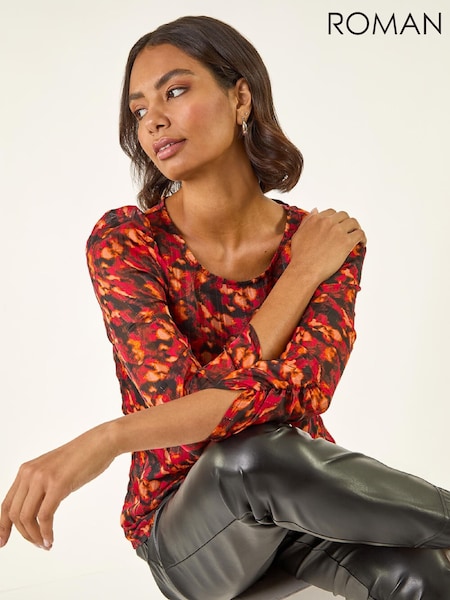 Roman Red Blurred Satin Stripe Blouse (W04866) | €64