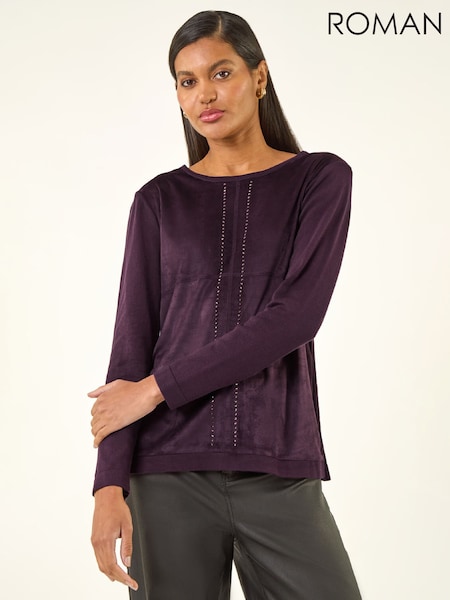 Roman Purple Hotfix Detail Knit Top (W04887) | €85