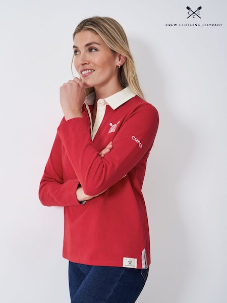 Crew Clothing Red Plain Long Sleeve Rugby Shirt (W04951) | €69