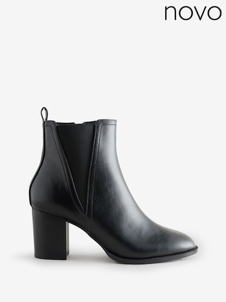 Novo Black Wide Fit Jessie Block Heel V Chelsea Ankle Boots (W04987) | €62