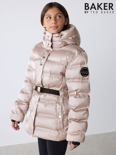 Pink - Baker By Ted Baker Shower Resistant Midweight Belted Padded Coat