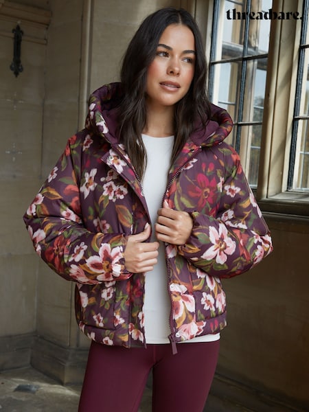 Threadbare Red Floral Print Hooded Padded Jacket (W05520) | €88
