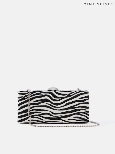 Mint Velvet Cream Zebra Print Clutch Bag (W05624) | €140