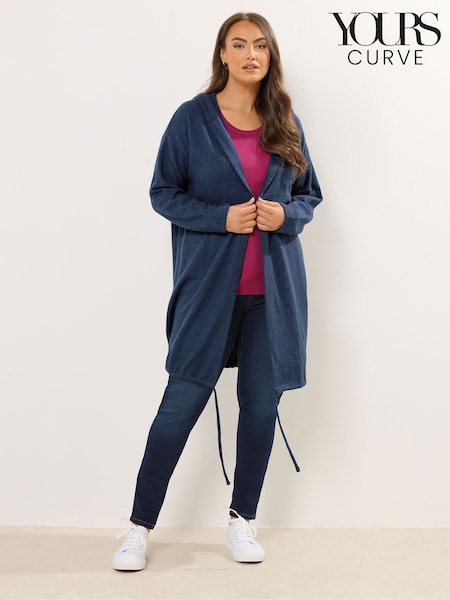 Azul - Yours Curve Soft Touch Hooded Ribbed Cardigan (W05721) | 44 €