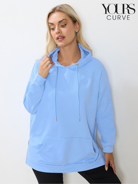 Yours Curve Blue Pocket Detail Hoodie (W05767) | €36
