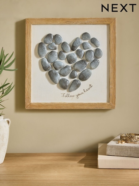 3d Pebble Heart Framed Wall Art